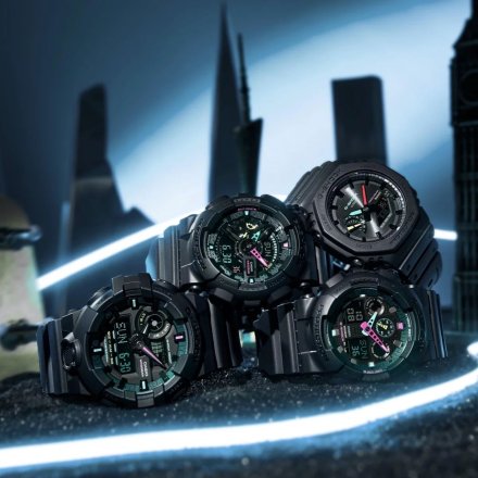 Czarny zegarek Casio G-Shock GA-100MF-1AER z fluorescencyjnymi elementami