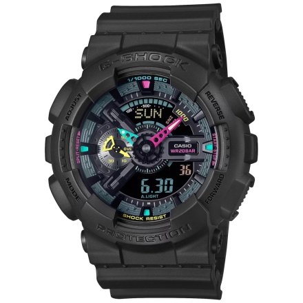 Czarny zegarek Casio G-Shock GA-110MF-1AER z fluorescencyjnymi elementami