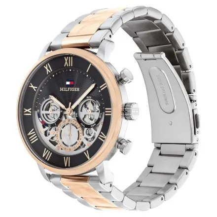 Zegarek męski Tommy Hilfiger srebrny Legend 1710570 z czarną tarczą 