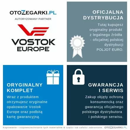 Pasek do zegarka Vostok Europe Pasek Undine - Skóra (B670) niebieski z różową klamrą