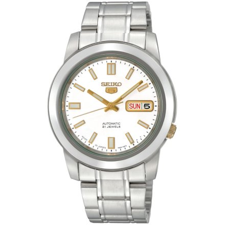 Zegarek Seiko 5 Automatic SNKK17K1 srebrny biała tarcza