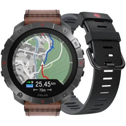 Polar Grit X2 PRO Titan brązowy skórzany M/L zegarek sportowy z GPS i wysokościomierzem