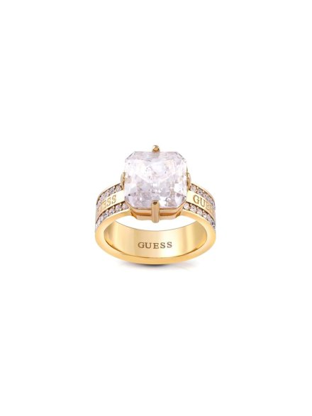 Złoty pierścionek z dużym kryształem Guess FLASHING LIGHTS r. 14