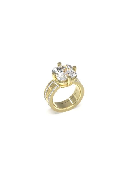 Złoty pierścionek z dużym kryształem Guess FLASHING LIGHTS r. 14