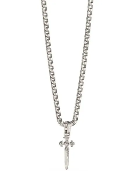 Srebrny łańcuszek męski z krzyżykiem Guess SOUTH ALAMEDA JUMN04024JW