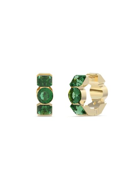 Złote kolczyki klasyczne zielone kryształki Guess CRAZY EARRINGS JUBE03305JW-YGEM