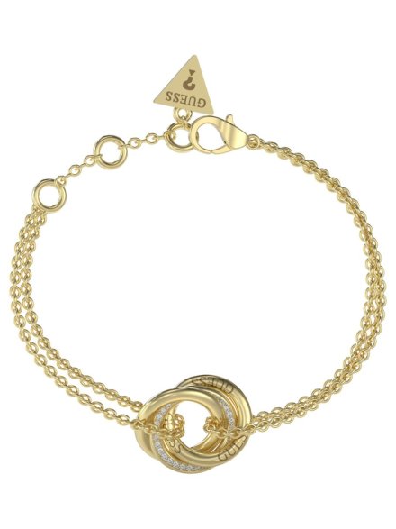 Złota bransoletka Guess z sercem z kryształkami GUESS PERFECT JUBB04063JW-YG-L