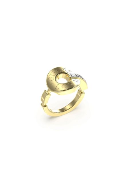 Złoty pierścionek z kryształkami LOVE GUESS r. 14