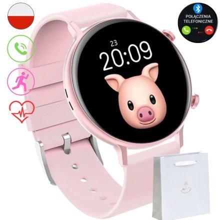 Smartwatch na Komunię dla dziewczynki różowy + TOREBKA KOMUNIJNA | ZESTAW