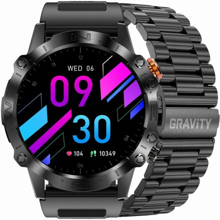 GRAVITY GT20-1 czarny pasek silikon + bransoleta smartwatch męski z funkcją rozmowy