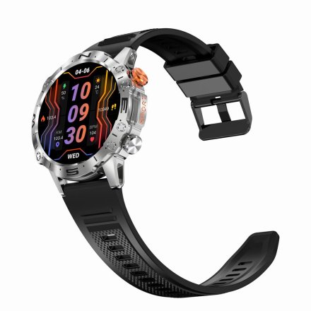 GRAVITY GT20-2 srebrny pasek silikon + bransoleta smartwatch męski z funkcją rozmowy