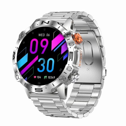 GRAVITY GT20-2 srebrny pasek silikon + bransoleta smartwatch męski z funkcją rozmowy