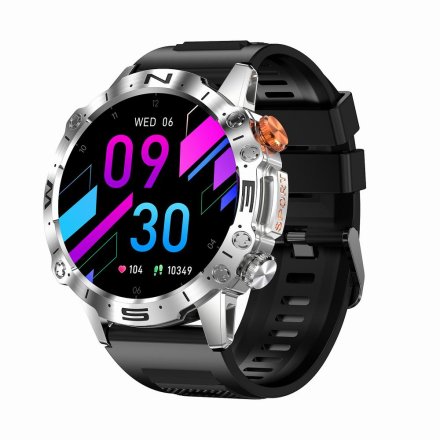 GRAVITY GT20-2 srebrny pasek silikon + bransoleta smartwatch męski z funkcją rozmowy