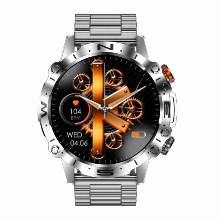 GRAVITY GT20-2 srebrny pasek silikon + bransoleta smartwatch męski z funkcją rozmowy