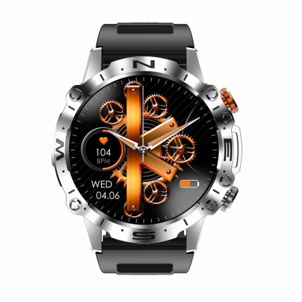 GRAVITY GT20-2 srebrny pasek silikon + bransoleta smartwatch męski z funkcją rozmowy