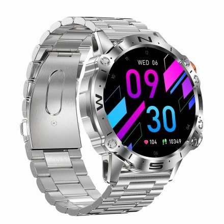 GRAVITY GT20-2 srebrny smartwatch męski z funkcją rozmowy • BRANSOLETA + PASEK