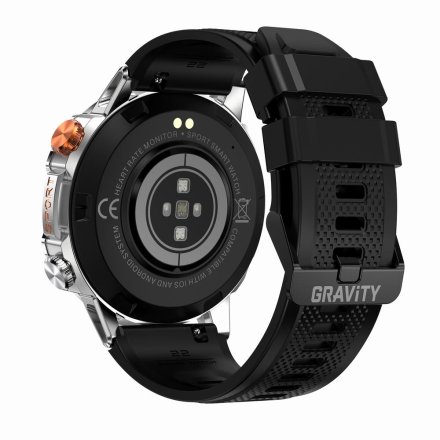 GRAVITY GT20-2 srebrny pasek silikon + bransoleta smartwatch męski z funkcją rozmowy