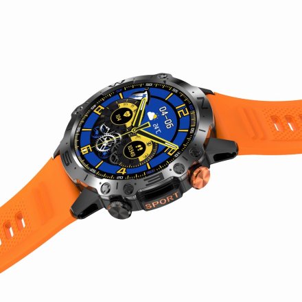 GRAVITY GT20-3 czarno-pomarańczowy smartwatch męski z funkcją rozmowy • DWA PASKI