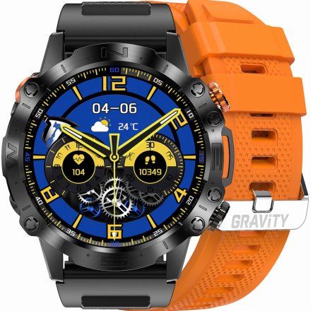 GRAVITY GT20-3 czarny smartwatch męski z funkcją rozmowy • DWA PASKI