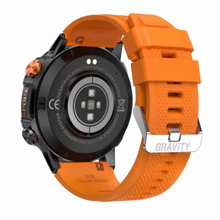 GRAVITY GT20-3 czarno-pomarańczowy smartwatch męski z funkcją rozmowy • DWA PASKI