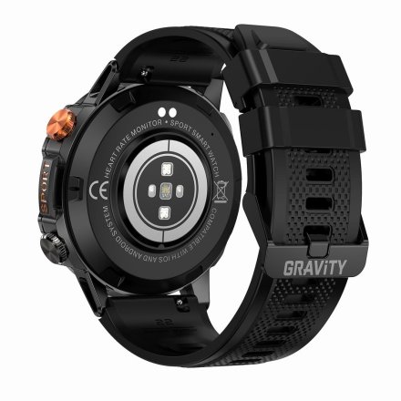 GRAVITY GT20-3 czarno-pomarańczowy smartwatch męski z funkcją rozmowy • DWA PASKI