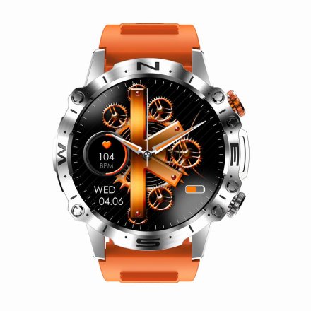 GRAVITY GT20-4 pomarańczowy smartwatch męski z funkcją rozmowy • DWA PASKI