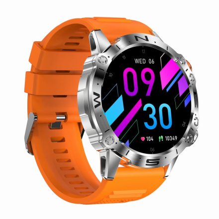 GRAVITY GT20-4 srebrny pasek silikon + pasek smartwatch męski z funkcją rozmowy