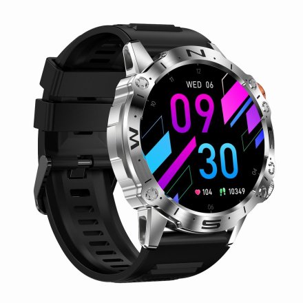 GRAVITY GT20-4 srebrny pasek silikon + pasek smartwatch męski z funkcją rozmowy