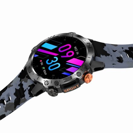 GRAVITY GT20-5 czarny moro wojskowy smartwatch męski z funkcją rozmowy • DWA PASKI