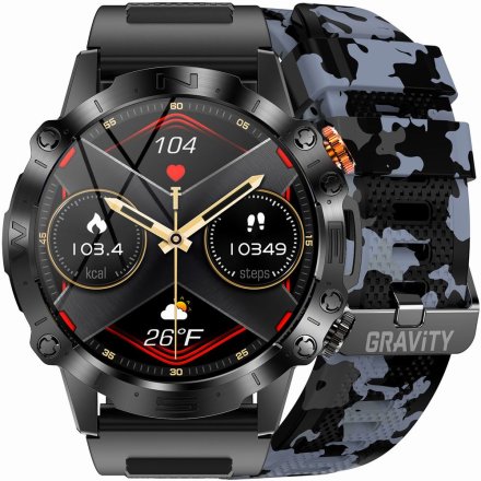 GRAVITY GT20-5 czarny smartwatch męski z funkcją rozmowy • DWA PASKI