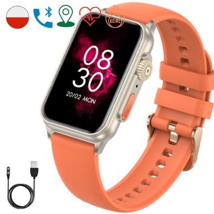 Smartwatch Rubicon Mini pomarańczowa opaska z funkcją rozmowy