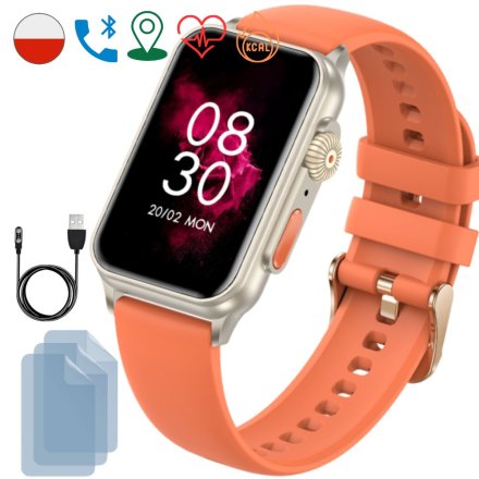 Smartwatch Rubicon Mini pomarańczowa opaska + ochrona ekranu