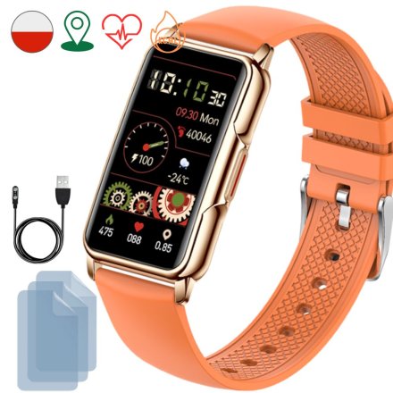Smartwatch Rubicon Ola pomarańczowa opaska smart + ochrona ekranu