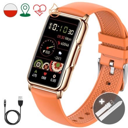 Smartwatch Rubicon Ola pomarańczowa opaska smart + biały pasek