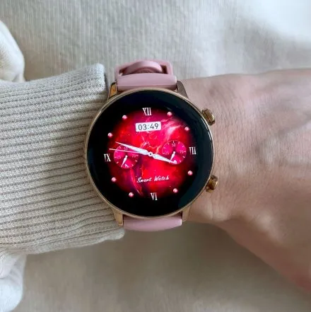 Smartwatch damski Rubicon Love Amoled różowy + ochrona ekranu