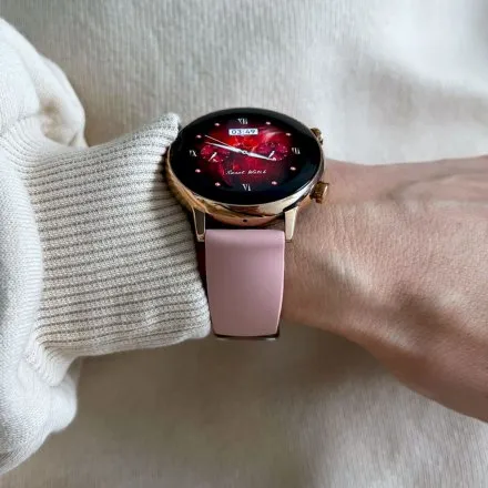 Smartwatch damski Rubicon Love Amoled różowy + ochrona ekranu