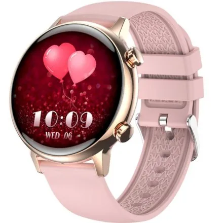Smartwatch damski Rubicon Love Amoled różowy + ochrona ekranu