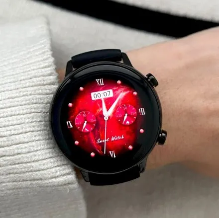 Smartwatch damski Rubicon Love Amoled czarny z funkcją rozmowy