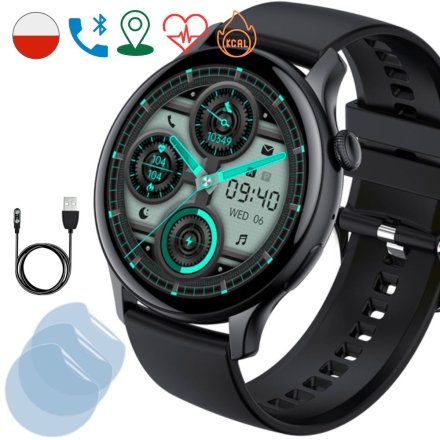 Smartwatch Rubicon Viral Amoled czarny + ochrona ekranu