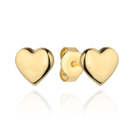 Złote kolczyki super lekkie gładkie serca • Złoto 585 0.52 g 