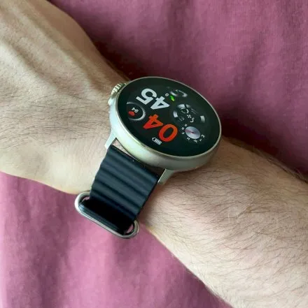 Smartwatch Rubicon Ultra czarny + beżowy pasek + ochrona ekranu