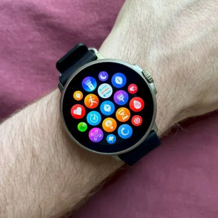 Smartwatch Rubicon Ultra czarny + beżowy pasek + ochrona ekranu