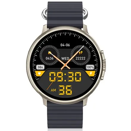Smartwatch Rubicon Ultra czarny + beżowy pasek + ochrona ekranu