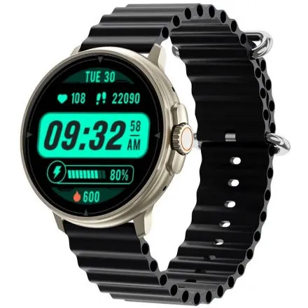 Smartwatch Rubicon Ultra czarny + beżowy pasek + ochrona ekranu