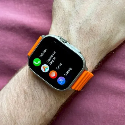 Smartwatch Rubicon Alex pomarańczowy + szary pasek + ochrona ekranu