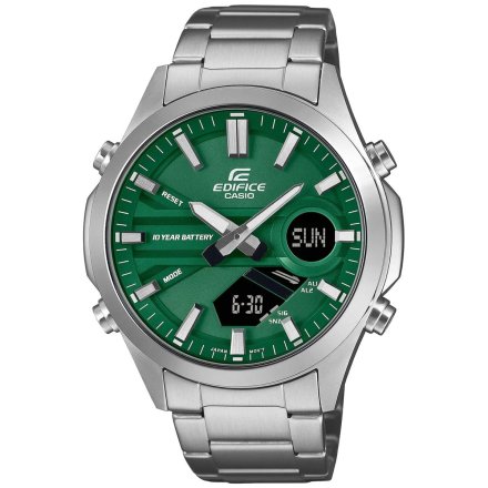 Srebrny zegarek Casio Edifice EFV-C120D-3AEF zielona tarcza wskazówki wyświetlacz