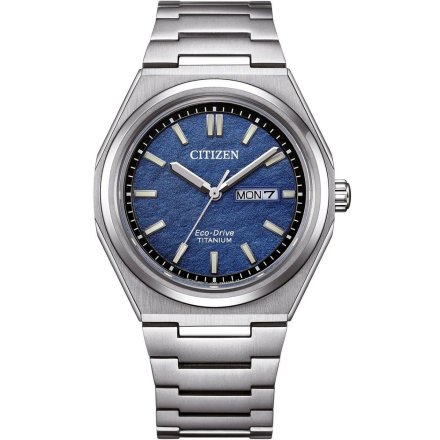 Tytanowy zegarek Citizen Eco-Drive AW0130-85LE granatowy
