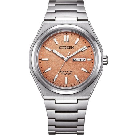 Tytanowy zegarek Citizen Eco-Drive AW0130-85ZE pomarańczowy