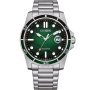 Klasyczny srebrny zegarek męski Citizen Eco Drive AW1811-82X z zieloną tarczą