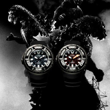 Czerwony zegarek Citizen Godzilla x Ecozilla Promaster Eco-Drive Professional Diver BJ8059-03Z